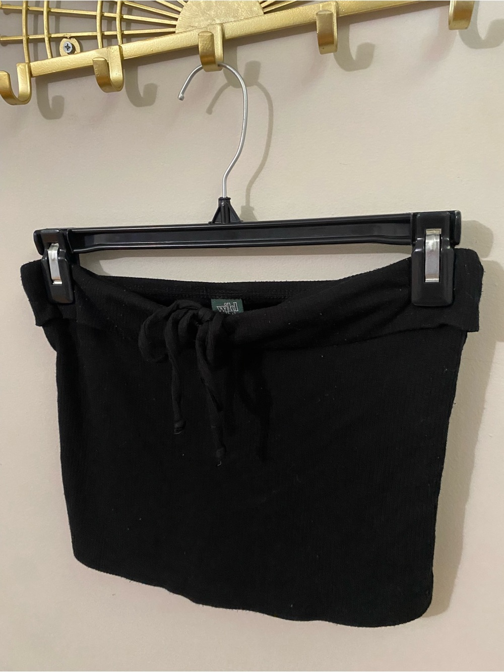 wild fable Black Ribbed Drawstring Crop Top - Picture 3 of 4